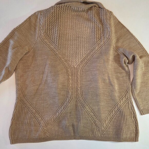 NWOT - Notations Open Front Cardigan, 2X, Tan Cable Knit Sweater, Never Worn - Picture 5 of 10